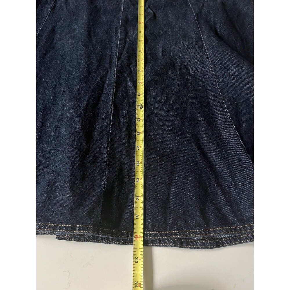 H&M Edition Midi A Line Dark Blue Denim Skirt Size 6 Pockets - Picture 8 of 8